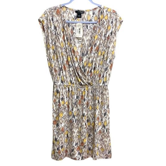 Aqua Surplice Dress L NWT Bloomingdale’s Ikat Print‎ Rayon – Made in USA - Picture 1 of 13